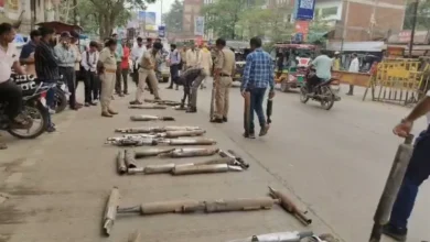 रीवा पुलिस ने तेज आवाज वाले बुलेट साइलेंसर किए नष्ट